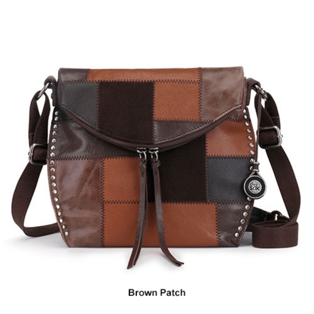 The SAKS multi brown Patch leather bag